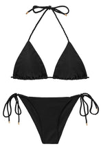 Laad de afbeelding in de Gallery-viewer, Product Front: Rio De Sol Set Set Shimmer-Black Tri-Rope Cheeky-Rope