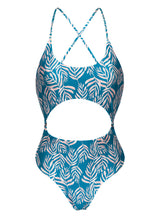 Laad de afbeelding in de Gallery-viewer, Product Front: Rio De Sol One-Piece Palms-Blue Ivy