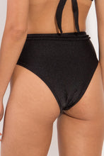 Laad de afbeelding in de Gallery-viewer, Image 07: Rio De Sol Bottom Bottom Shimmer-Black Belted-High-Waist