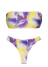 Laad de afbeelding in de Gallery-viewer, Product Front: Rio De Sol Set Set Tiedye-Purple Bandeau-Reto Fio