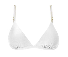 Laad de afbeelding in de Gallery-viewer, Product Front: Rio De Sol Top Top Shimmer-White Tri-Fixo