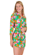 Laad de afbeelding in de Gallery-viewer, Image 04: Rio De Sol Shirtdress Green Bloom Chemise