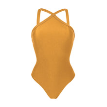 Laad de afbeelding in de Gallery-viewer, Product Front: Rio De Sol One-Piece Damasco High-Neck