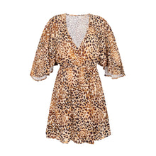 Laad de afbeelding in de Gallery-viewer, Product Front: Rio De Sol Mini Dress Leopard Mini Dress