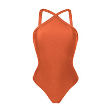 Laad de afbeelding in de Gallery-viewer, Product Front: Rio De Sol One-Piece Paprica High-Neck