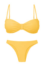Laad de afbeelding in de Gallery-viewer, Product Front: Rio De Sol Set Set Malibu-Yellow Bandeau-Duo Essential