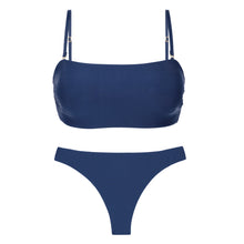 Laad de afbeelding in de Gallery-viewer, Product Front: Rio De Sol Set Set Navy Bandeau-Reto Nice-Fio