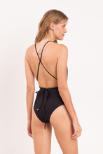 Laad de afbeelding in de Gallery-viewer, Model Back: Rio De Sol One-Piece Shimmer-Black New Vegas