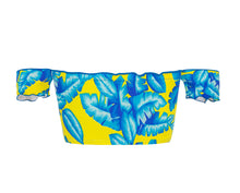 Laad de afbeelding in de Gallery-viewer, Product Back: Rio De Sol Top Top Palmeira Azul Off Shoulder