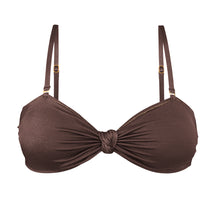 Laad de afbeelding in de Gallery-viewer, Product Front: Rio De Sol Top Top Shimmer-Coffee Bandeau-Joy