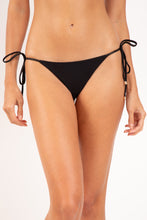 Laad de afbeelding in de Gallery-viewer, Gallery: Rio De Sol Bottom Bottom Shimmer-Black Cheeky-Tie-Gold
