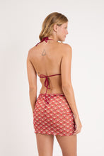 Laad de afbeelding in de Gallery-viewer, Model Back: Rio De Sol Beach Skirt Floral-Scales Mini Skirt Ruched
