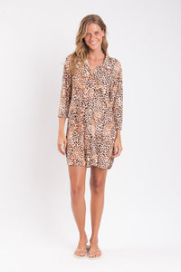 Model Front: Rio De Sol Beach Dresses Leopard Chemise