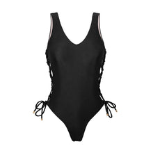 Laad de afbeelding in de Gallery-viewer, Product Front: Rio De Sol One-Piece Shimmer-Black Zoe
