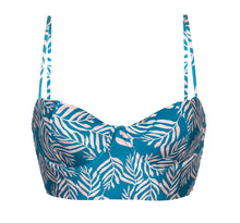Laad de afbeelding in de Gallery-viewer, Product Front: Rio De Sol Top Top Palms-Blue Balconet-Anna
