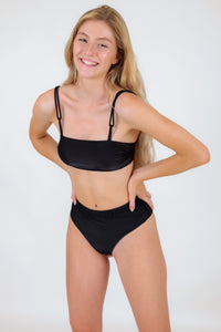 Set Shimmer-zwarte bandeau-reto hotpants