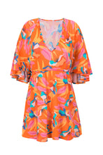 Laad de afbeelding in de Gallery-viewer, Oranje Bloom mini-jurk
